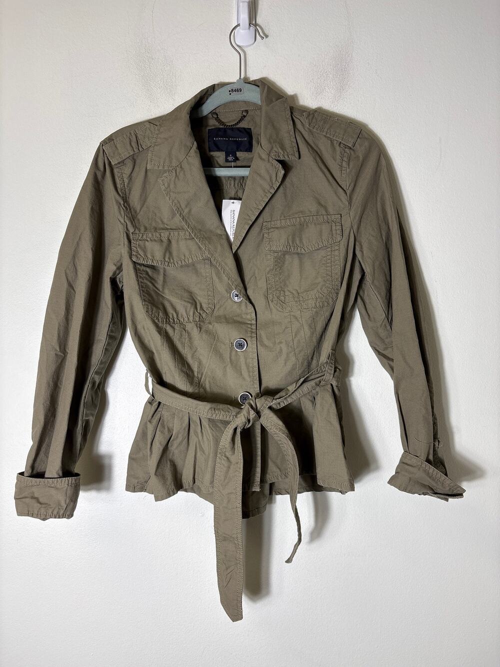 NWT Banana Republic Olive Green Long Sleeve Cropped Jacket Sz 4